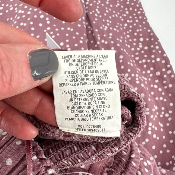 O'Neill Alicia Polka Dot Pink Smocked Strapless Wide Cropped Pants XS Jumpsuit - Picture 8 of 9